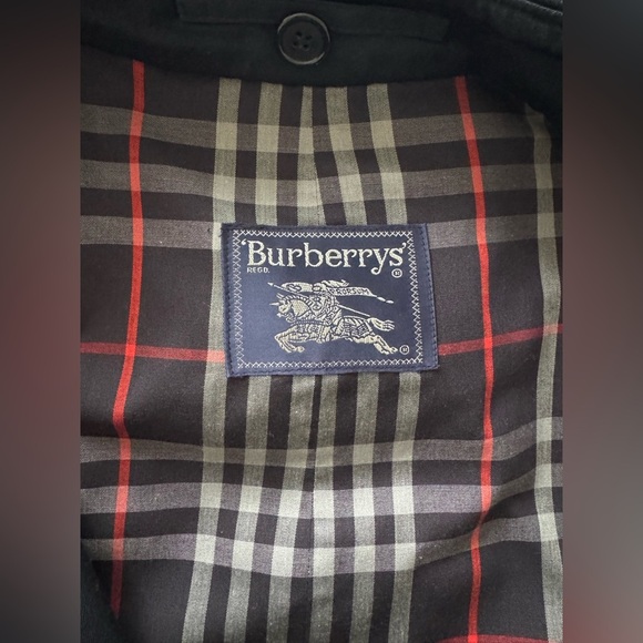 Vintage Burberrys Navy Trench Coat 44 Long Removable Wool Liner - Picture 10 of 10